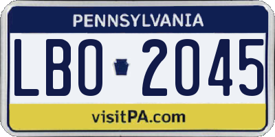 PA license plate LBO2045