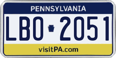 PA license plate LBO2051