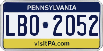 PA license plate LBO2052