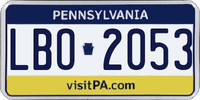 PA license plate LBO2053
