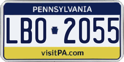 PA license plate LBO2055