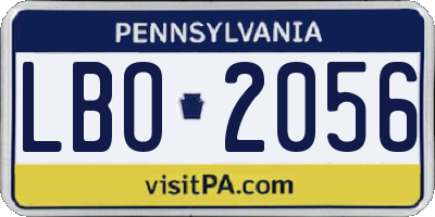 PA license plate LBO2056
