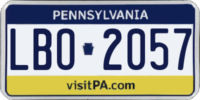 PA license plate LBO2057