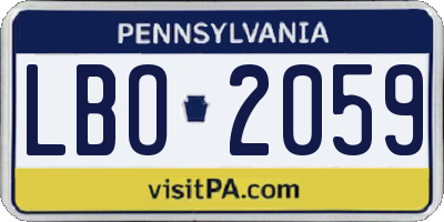 PA license plate LBO2059