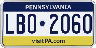 PA license plate LBO2060