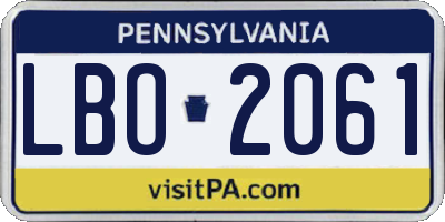PA license plate LBO2061