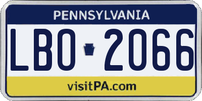 PA license plate LBO2066