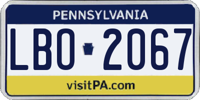 PA license plate LBO2067