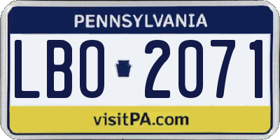 PA license plate LBO2071