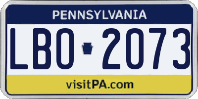PA license plate LBO2073