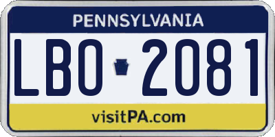 PA license plate LBO2081