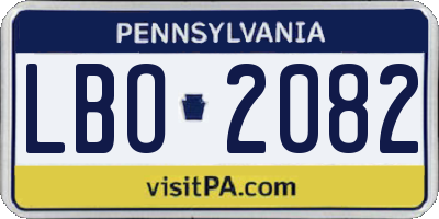 PA license plate LBO2082