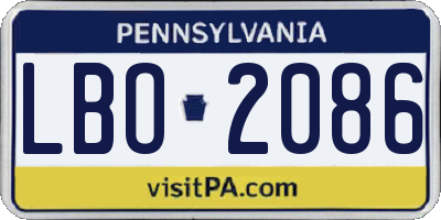 PA license plate LBO2086