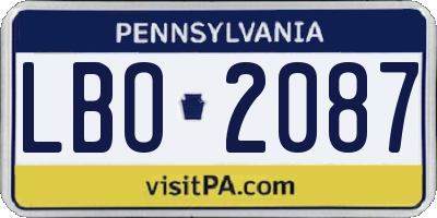 PA license plate LBO2087