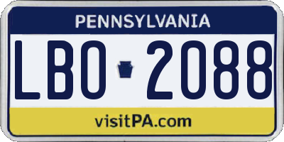 PA license plate LBO2088