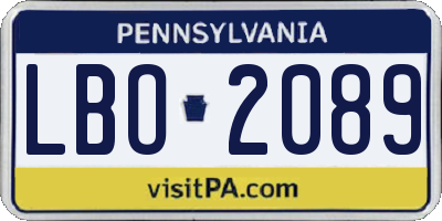 PA license plate LBO2089