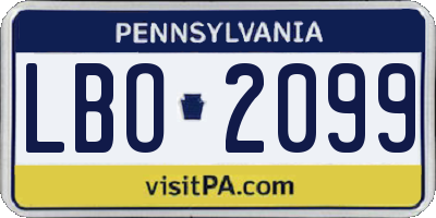 PA license plate LBO2099