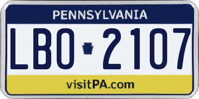 PA license plate LBO2107