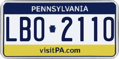 PA license plate LBO2110