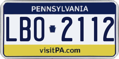 PA license plate LBO2112
