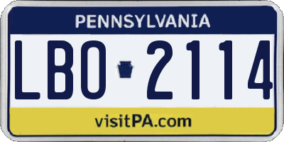 PA license plate LBO2114
