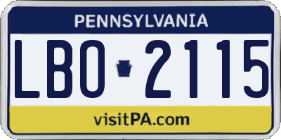PA license plate LBO2115