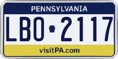 PA license plate LBO2117