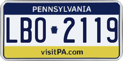 PA license plate LBO2119