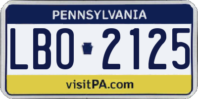 PA license plate LBO2125