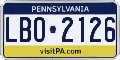PA license plate LBO2126