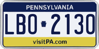 PA license plate LBO2130