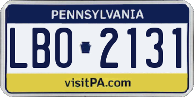 PA license plate LBO2131