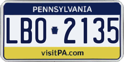 PA license plate LBO2135