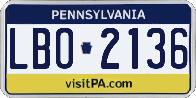 PA license plate LBO2136