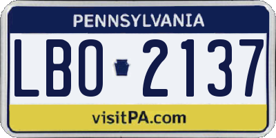 PA license plate LBO2137