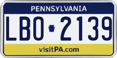 PA license plate LBO2139