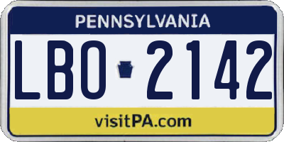 PA license plate LBO2142