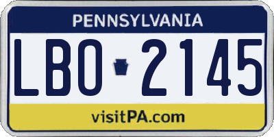 PA license plate LBO2145