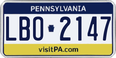 PA license plate LBO2147