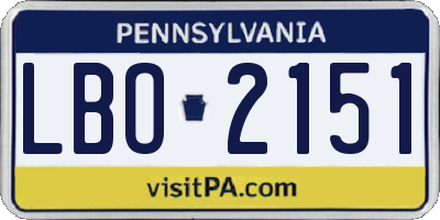 PA license plate LBO2151