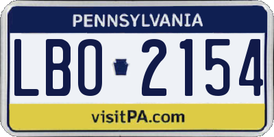 PA license plate LBO2154