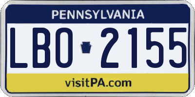 PA license plate LBO2155