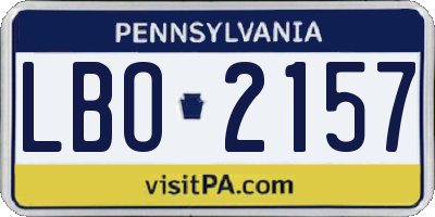 PA license plate LBO2157