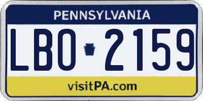 PA license plate LBO2159