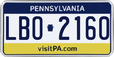 PA license plate LBO2160