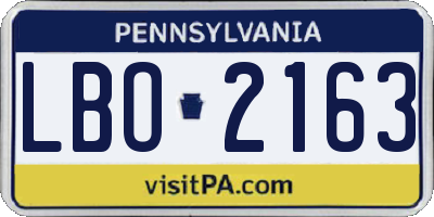 PA license plate LBO2163