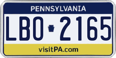 PA license plate LBO2165
