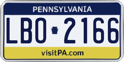 PA license plate LBO2166