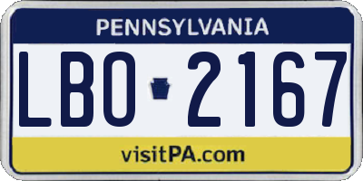 PA license plate LBO2167