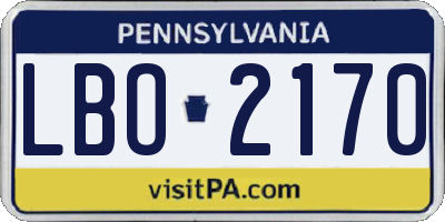 PA license plate LBO2170